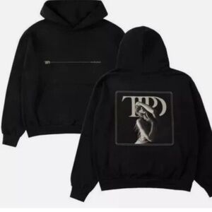 Taylor Swift “The Tortured Poets Department” Black Hoodie-L, + Stickers & Poster